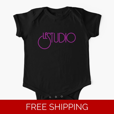 Le Studio Baby One-Piece Aqua Hot Pink Logo